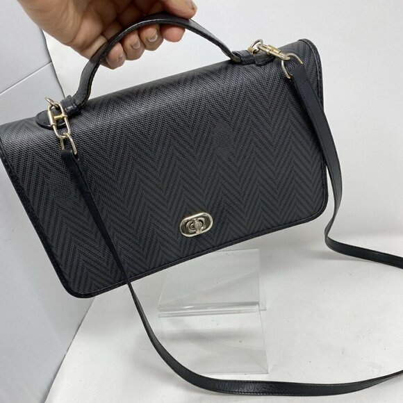 Mark Cross Gray Black Coated Logo Canvas Bag - Picture 4 of 12